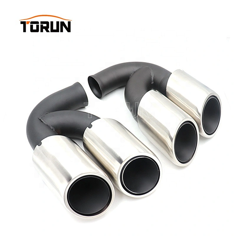 Hot sale high quality Universal stainless dual exhaust muffler 10-14 Cayenne 958 Round Brush