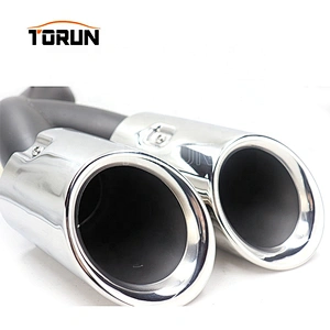 New style Universal exhaust y system muffler pipe 14+ Cayenne Round 958 Mirror Polish