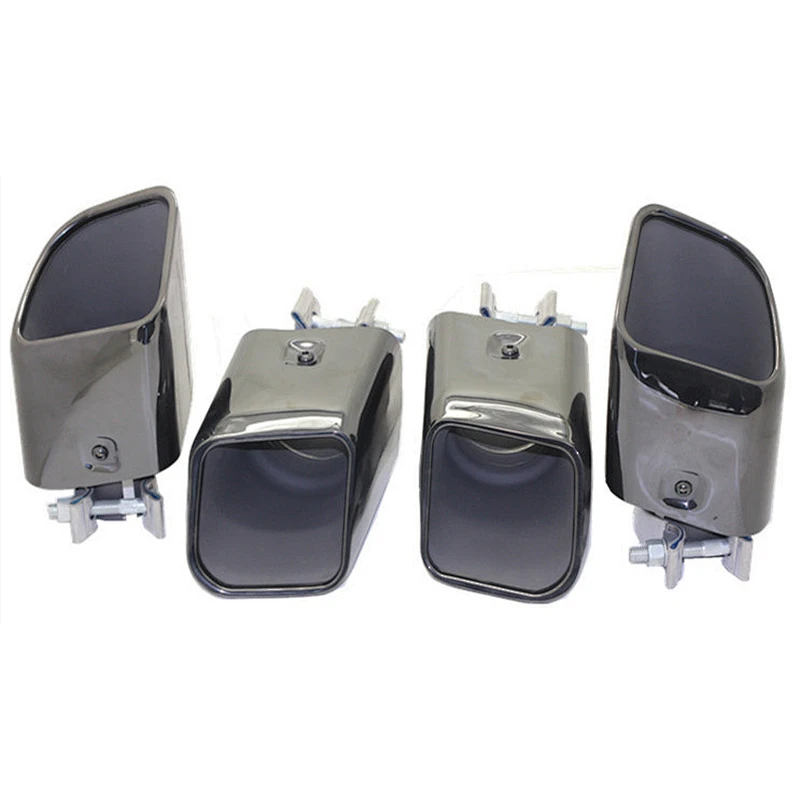 New and hot sale 304 stainless steel dual silencer tips exhaust end pipes muffler square for 2018 porsche cayenne