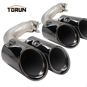Hot sale high quality Universal stainless steel car exhaust pipe for porsche 18 Cayenne Round Chroming Black