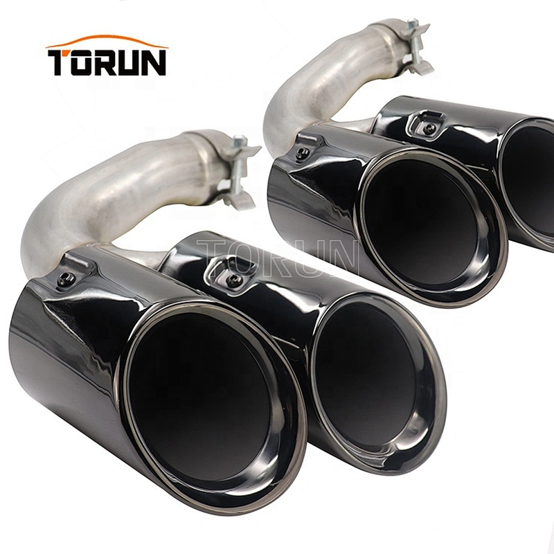 Hot sale high quality Universal stainless steel car exhaust pipe for porsche 18 Cayenne Round Chroming Black