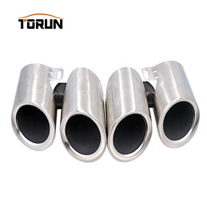 New style dual 17 Panmera 971 Round Brush exhaust muffler tips for porsche