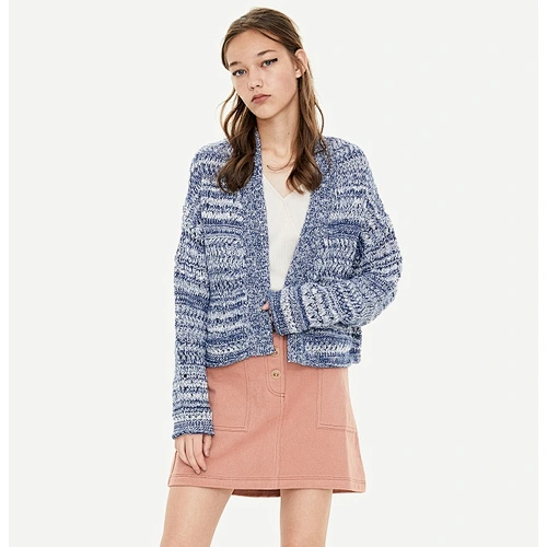 Ladies marled knit cardigan sweater