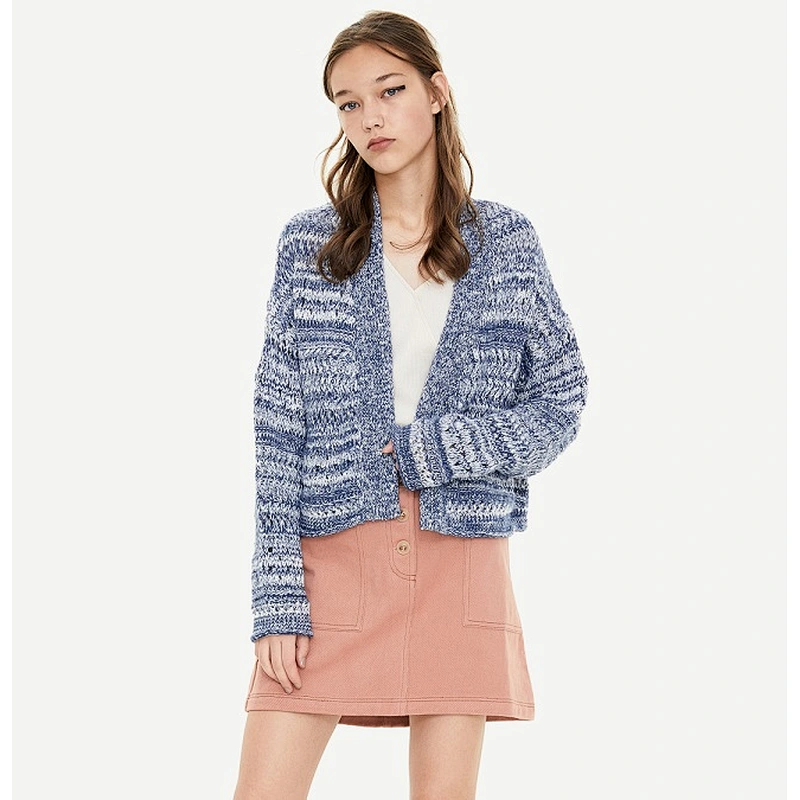 Ladies marled knit cardigan sweater