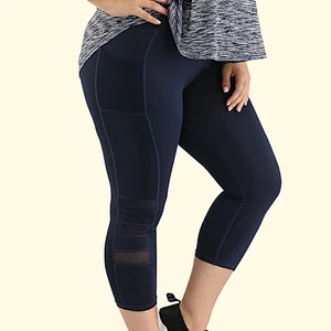 Ladies fat woman plus size yoga legging cropped pants
