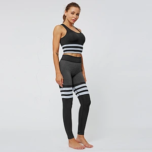 Ladies seamless two piece sport set Gym Tank tops Yoga Suits Pants