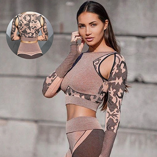 Ladies Seamless Yoga Suit jacquard suit