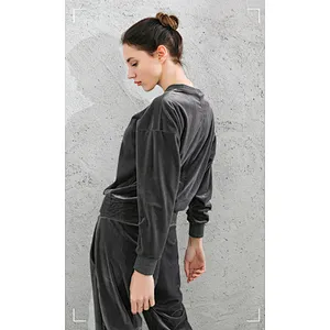 Ladies velvet sweater+jogger suit