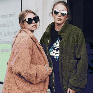Ladies Big Size Winter Coat Women Warm fuzzy Jacket Soft Outwear