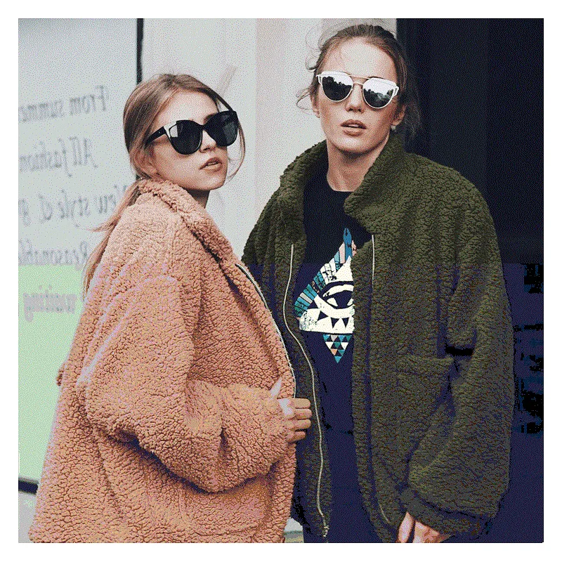 Ladies Big Size Winter Coat Women Warm fuzzy Jacket Soft Outwear