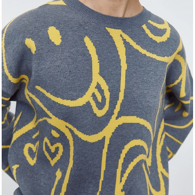 Ladies smile design jacquard sweater pullover