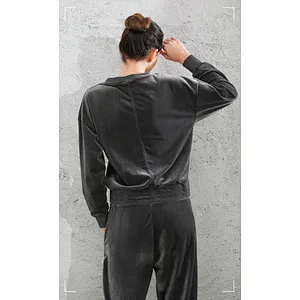 Ladies velvet sweater+jogger suit