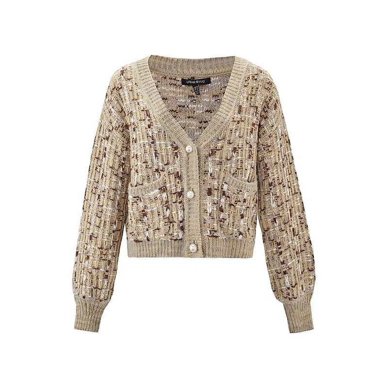 Ladies fashion marled knit cardigan sweater