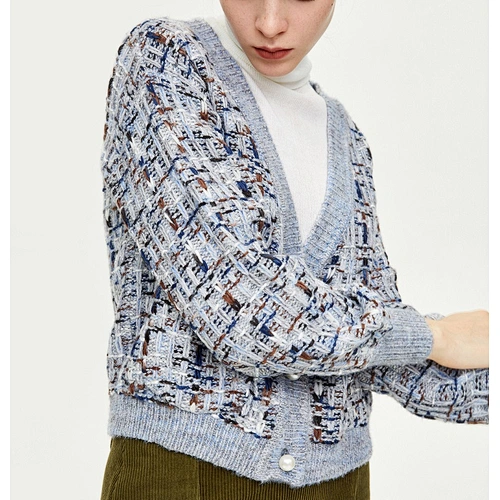 Ladies fashion marled knit cardigan sweater