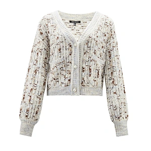 Ladies fashion marled knit cardigan sweater