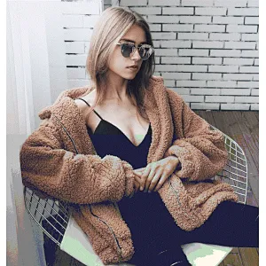 Ladies Big Size Winter Coat Women Warm fuzzy Jacket Soft Outwear