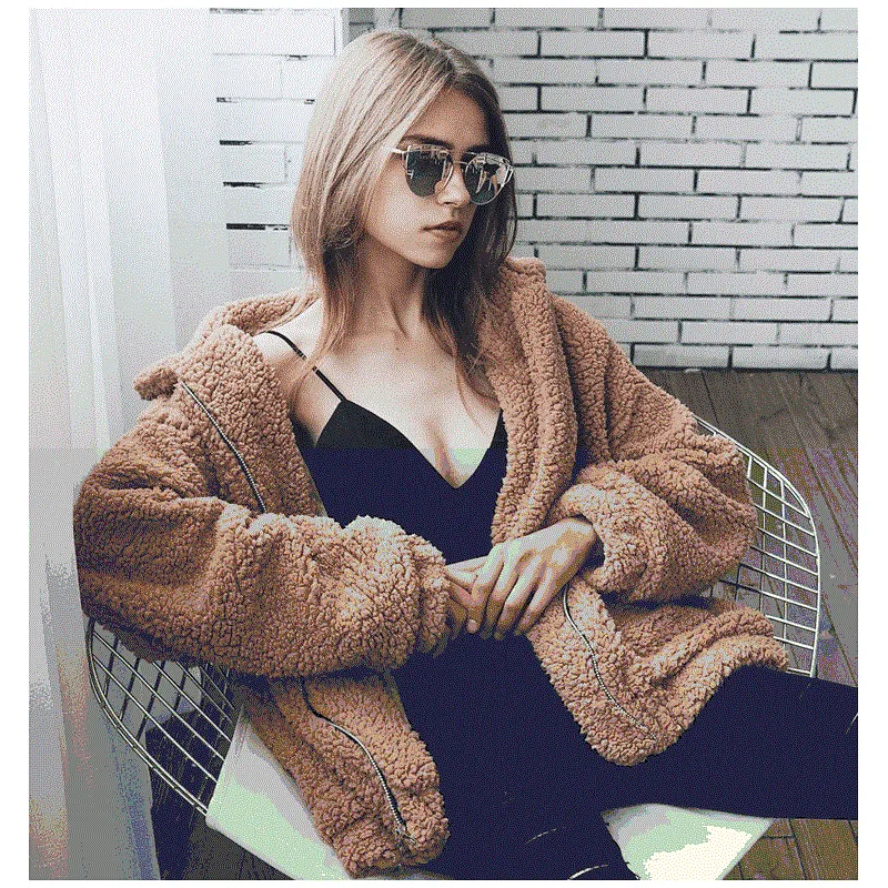 Ladies Big Size Winter Coat Women Warm fuzzy Jacket Soft Outwear