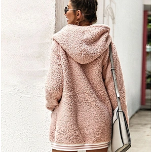 Ladies Winter Coat Women Hoody Fluffy Outwear Zipper Long Jackets