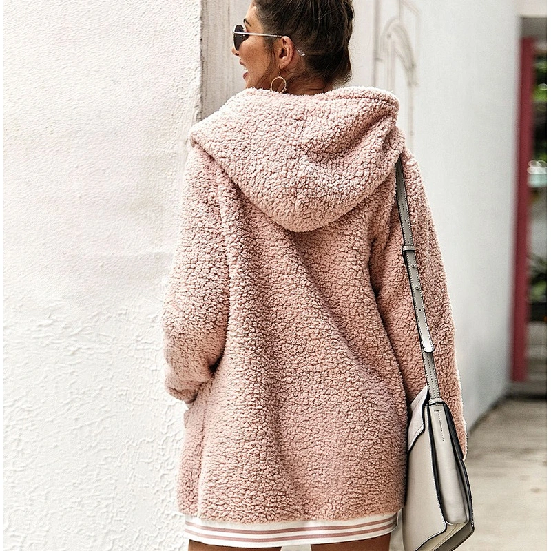 Ladies Winter Coat Women Hoody Fluffy Outwear Zipper Long Jackets