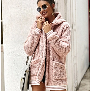 Ladies Winter Coat Women Hoody Fluffy Outwear Zipper Long Jackets
