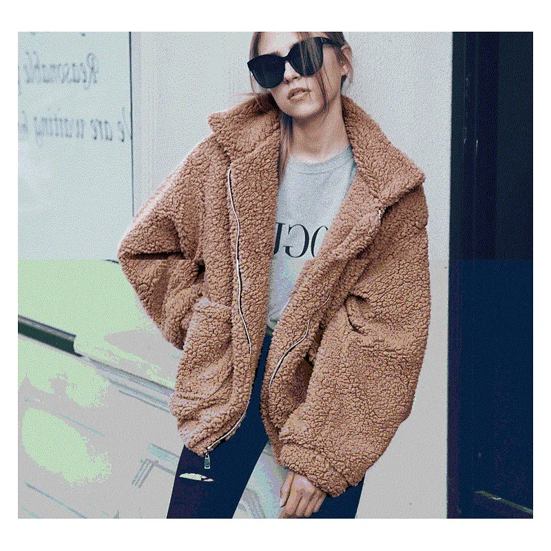 Ladies Big Size Winter Coat Women Warm fuzzy Jacket Soft Outwear