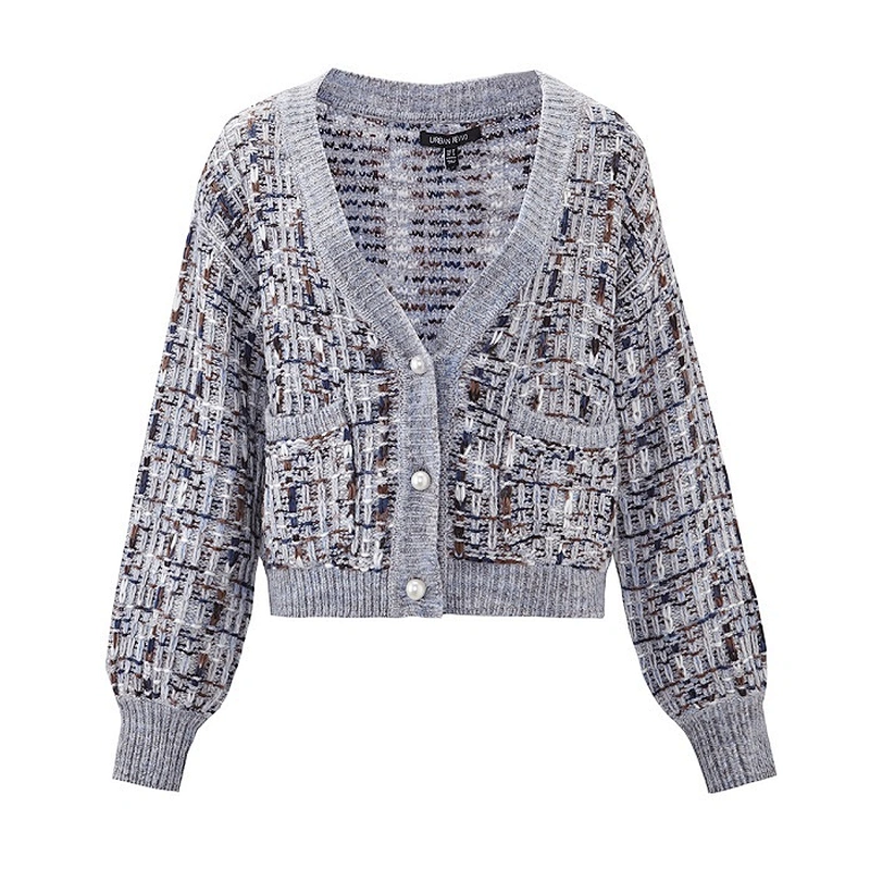 Ladies fashion marled knit cardigan sweater