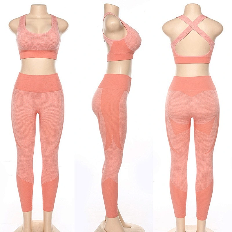 Ladies seamless yoga suit strtch gym set