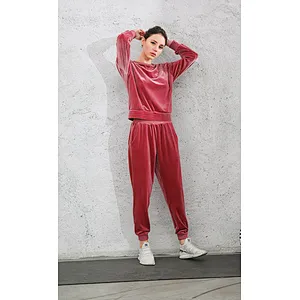 Ladies velvet sweater+jogger suit