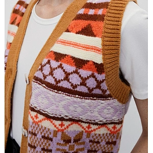 Ladies youth hairy colored jacquard sweater vest