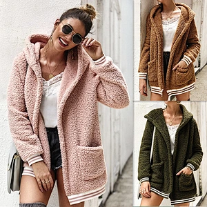 Ladies Winter Coat Women Hoody Fluffy Outwear Zipper Long Jackets