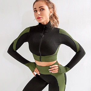 Ladies Seamless Yoga Suit Long Sleeve pattern outfit