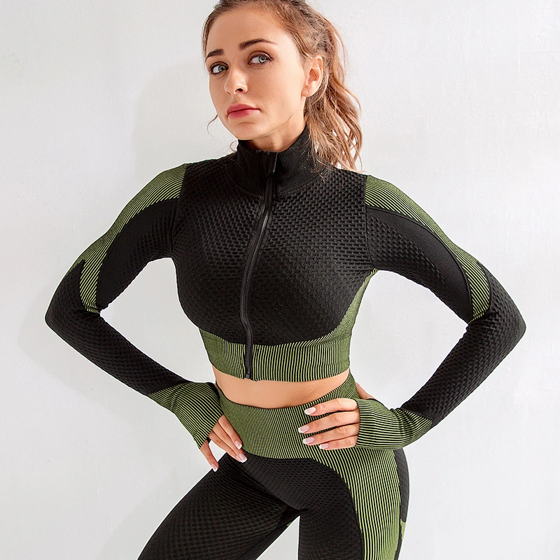 Ladies Seamless Yoga Suit Long Sleeve pattern outfit