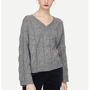 Ladies V-neck pullover sweater