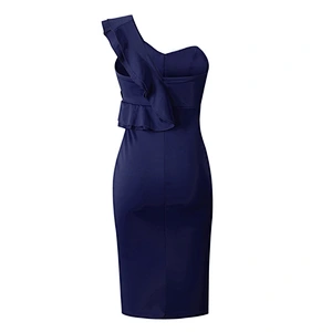 Ladies knit sexy off shoulder party gown evening wear