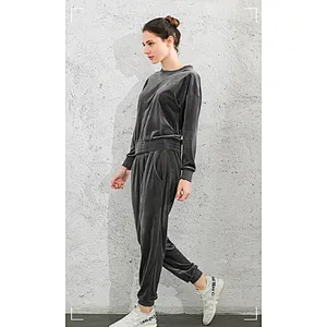 Ladies velvet sweater+jogger suit