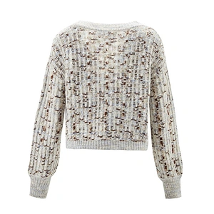 Ladies fashion marled knit cardigan sweater