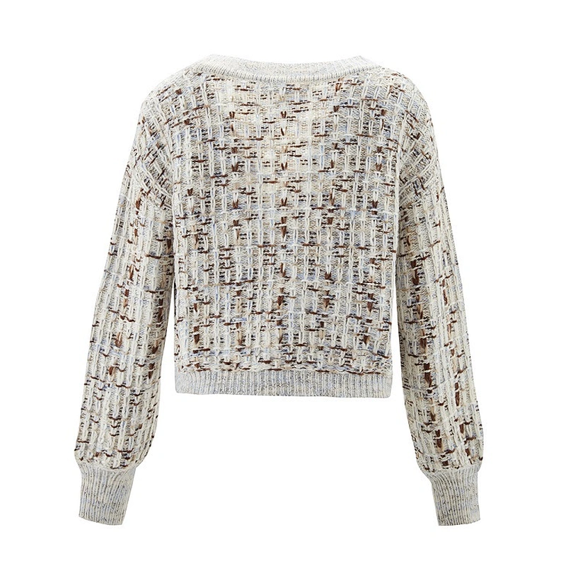 Ladies fashion marled knit cardigan sweater