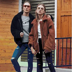 Ladies Big Size Winter Coat Women Warm fuzzy Jacket Soft Outwear