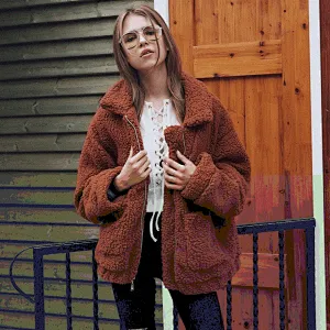 Ladies Big Size Winter Coat Women Warm fuzzy Jacket Soft Outwear