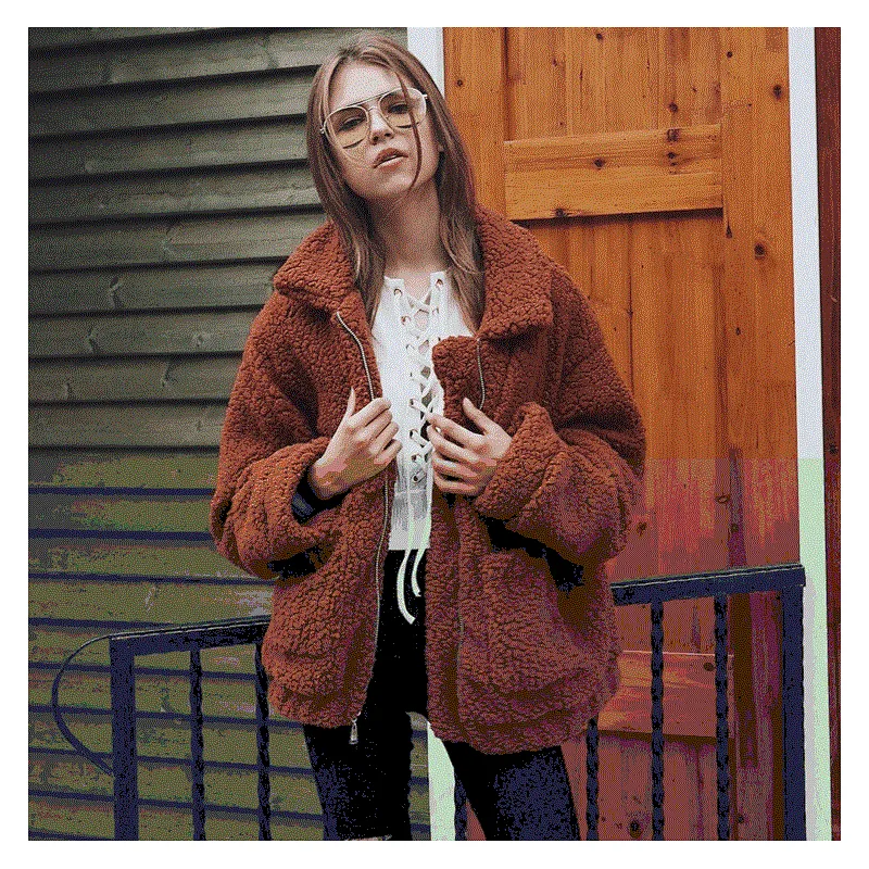 Ladies Big Size Winter Coat Women Warm fuzzy Jacket Soft Outwear