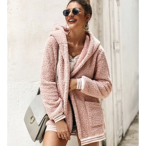 Ladies Winter Coat Women Hoody Fluffy Outwear Zipper Long Jackets