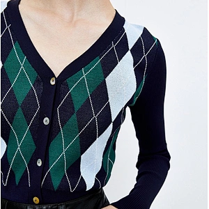 Ladies diamond design cardigan sweater