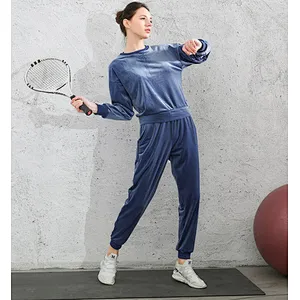 Ladies velvet sweater+jogger suit