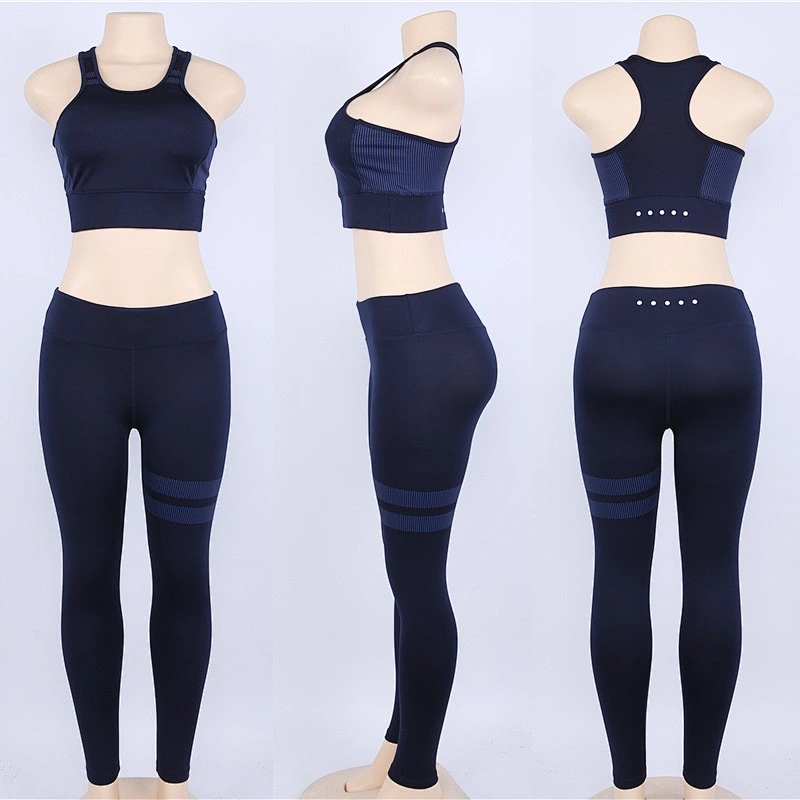 Ladies fitness Gym Suit, knit tank top + high waist pants