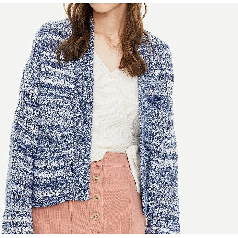 Ladies marled knit cardigan sweater