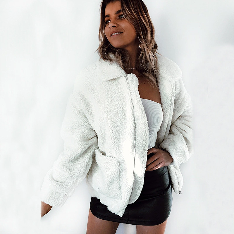 Ladies Big Size Winter Coat Women Warm fuzzy Jacket Soft Outwear