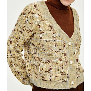 Ladies fashion marled knit cardigan sweater