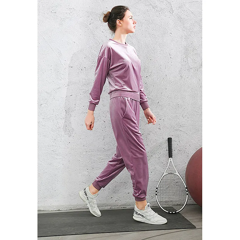 Ladies velvet sweater+jogger suit