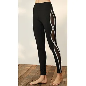 High Waist Side Mesh Panel Yoga Legging, Fast Drying