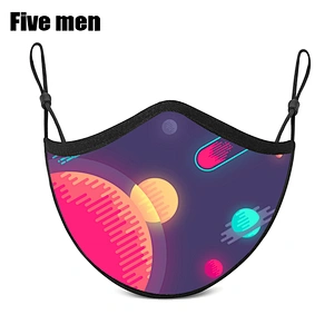 Five Men Wholesale Washable Reusable Party Face Cover Silver Ion Personalized Custom Logo Protective Face Cover